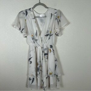 VTG Embrace Women Sz M floral tiered flutter sleeve romantic Cottagecore tunic